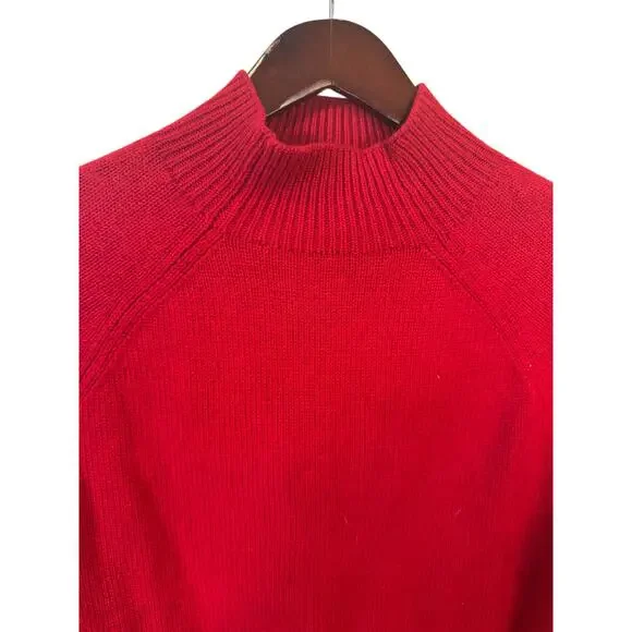 THEORY Jodi B. Cashmere Sweater Mock Neck Red Size Large Half Sleeves Minimalist - Picture 4 of 7